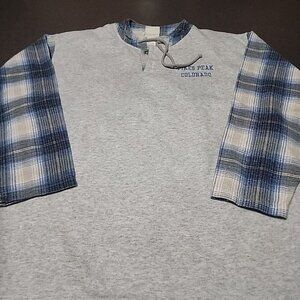 Pikes Peak Colorado Sweatshirt 3/4 Flannel Sleeve Pullover Deport USA Medium